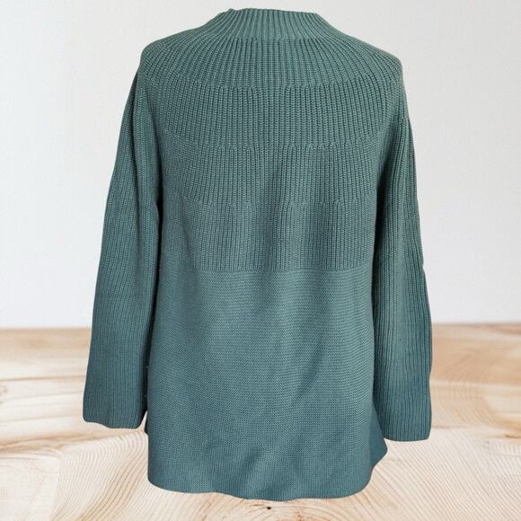 J Jill Sage Green Tunic Sweater Sz L ribbed Knit A Line Lagenlook Wool Blend - Picture 5 of 8